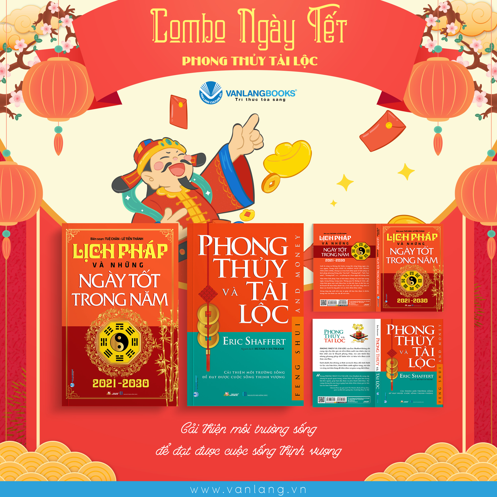 Combo Phong Thủy Tài Lộc - Sách "Lịch pháp và những ngày tốt trong năm 2021 - 2030" và Sách "Phong thủy và tài lộc" Vanlangbooks