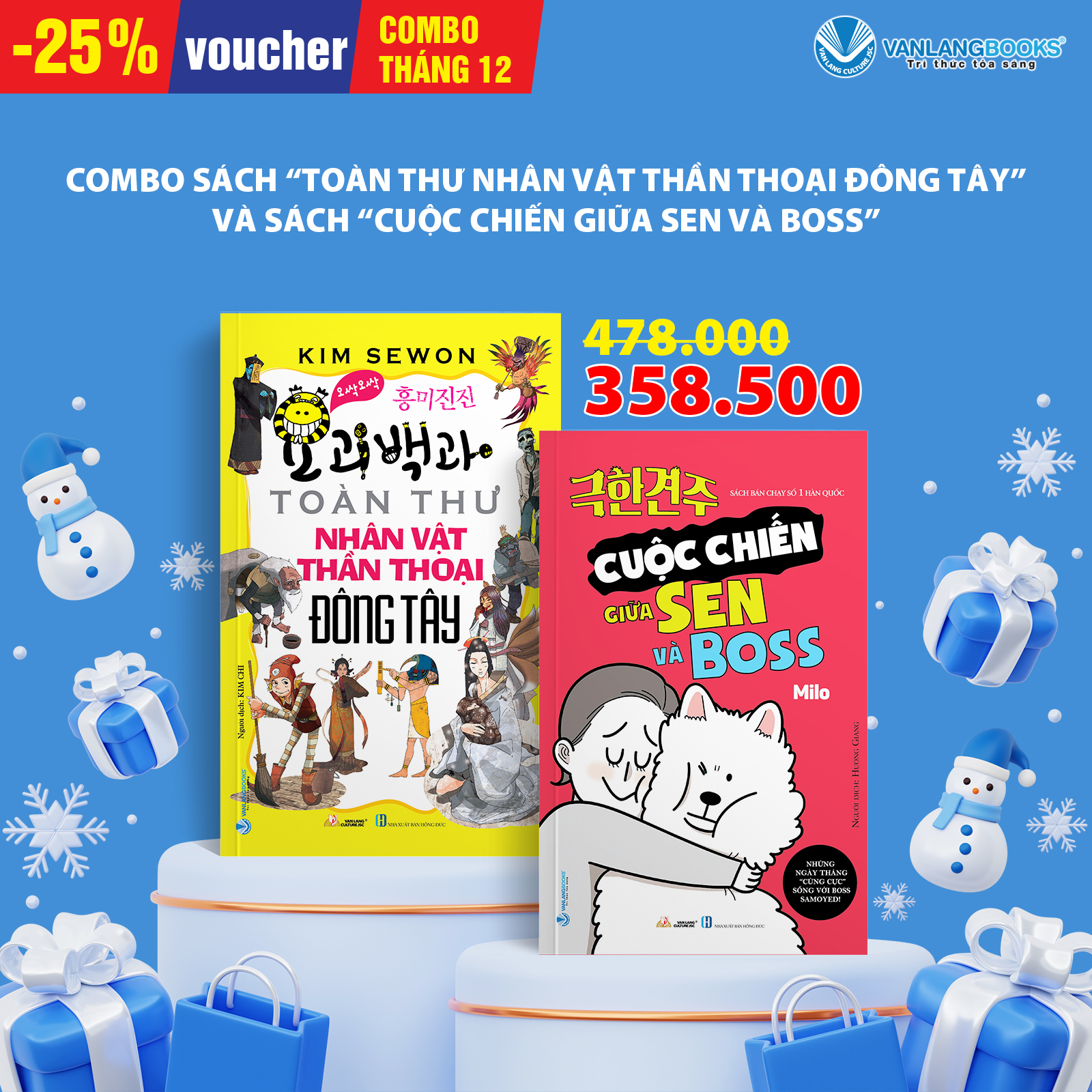 Combo sách “Toàn thư nhân vật thần thoại đông tây” và sách “Cuộc chiến giữa Sen và Boss” - Vanlangbooks
