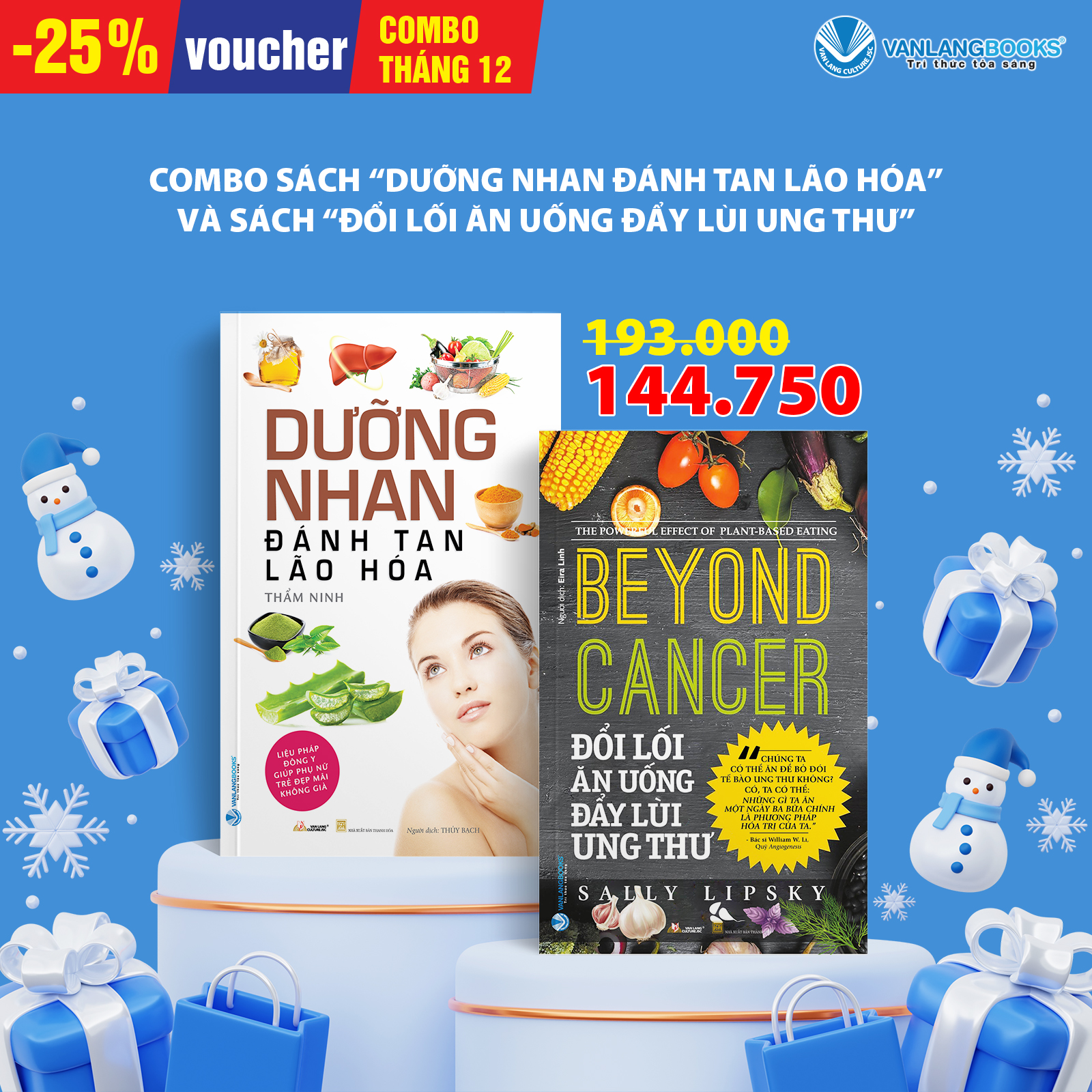 Combo sách “Dưỡng nhan đánh tan lão hóa” và sách “Đổi lối ăn uống đẩy lùi ung thư” - Vanlangbooks