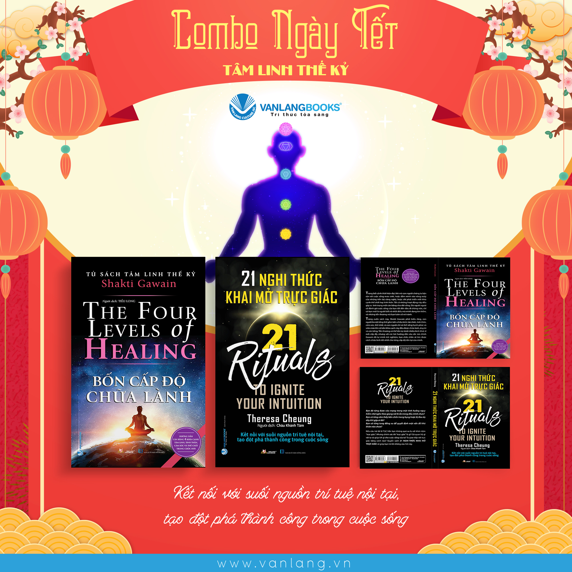 Combo Tâm Linh – Sách “Bốn cấp độ chữa lành” và Sách “21 nghi thức khai mở trực giác” Vanlangbooks