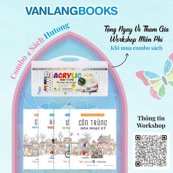 Combo 4 cuốn Hutong x Hộp 72 Bút Lông Màu Acrylic Marker - Vanlangbooks