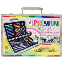 Bộ Màu Vẽ Hộp Gỗ Cao Cấp Premium Art Set - Colormate MS-82WP (82 Chi Tiết)