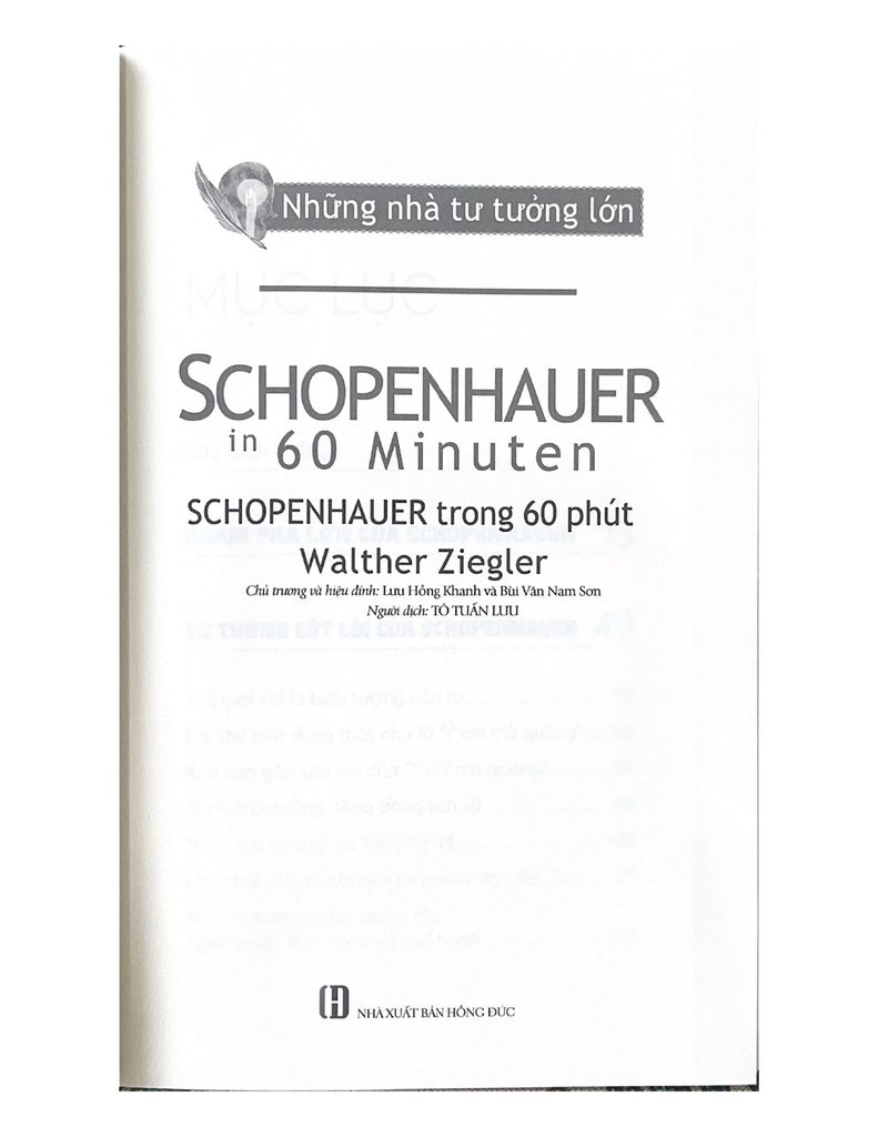 Nhà Tư Tưởng Lớn Schopenhauer Trong 60 Phút - Walther Ziegler