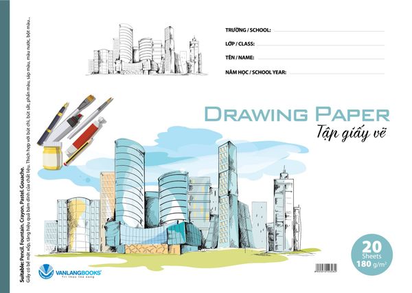 Tập giấy vẽ 20 trang ĐL 180 - Kiến trúc (A3) - Vanlangbooks