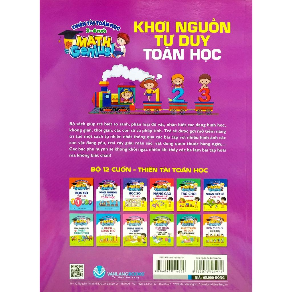 Sách Thiên Tài Toán Học (3 - 4 Tuổi) - Khơi Nguồn Tư Duy Toán Học - Vanlangbooks