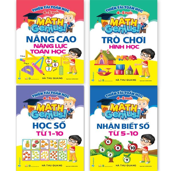 Thiên Tài Toán Học - Học Số Từ 1 đến 10 Cho Trẻ Từ 4 - 5 Tuổi - 4 cuốn