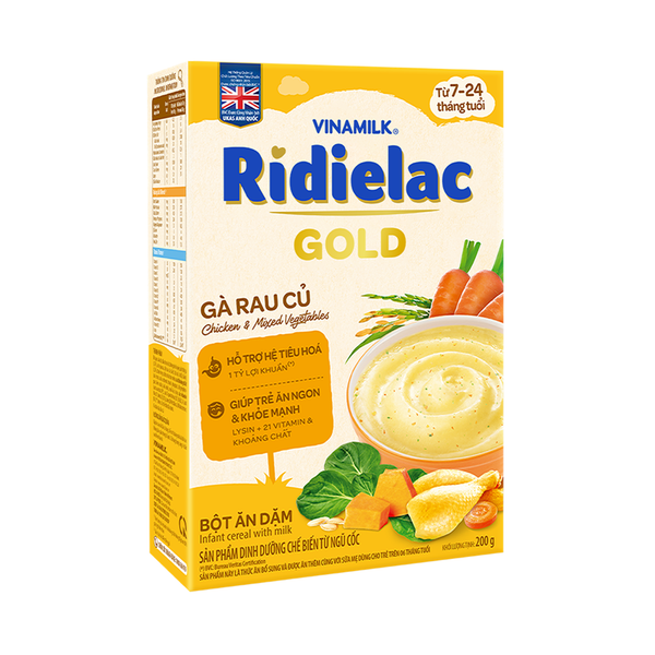  Bột Ăn Dặm RiDielac Gold Gà Rau Củ  - Hộp Giấy 200g 