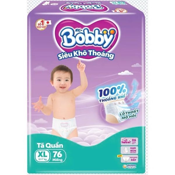  Bỉm tã quần Bobby size XL 76 miếng 