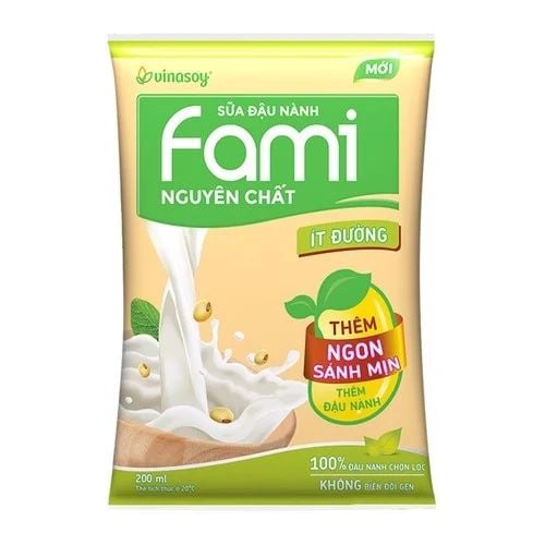  BỊCH SỮA ĐẬU NÀNH NGUYÊN CHẤT ÍT ĐƯỜNG FAMI 200ML 
