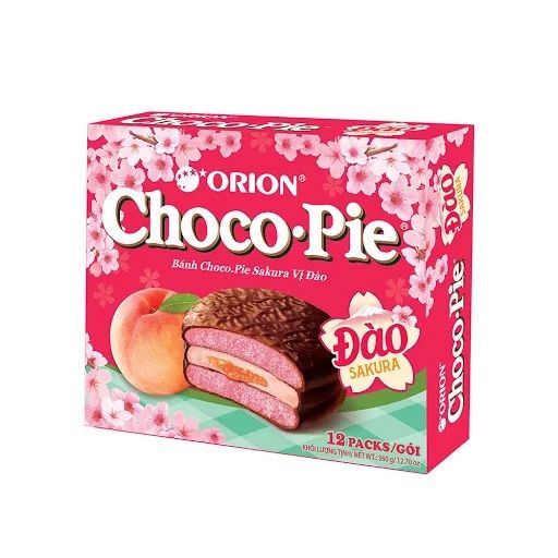  Bánh Orion Chocopie Đào Hộp 12P 