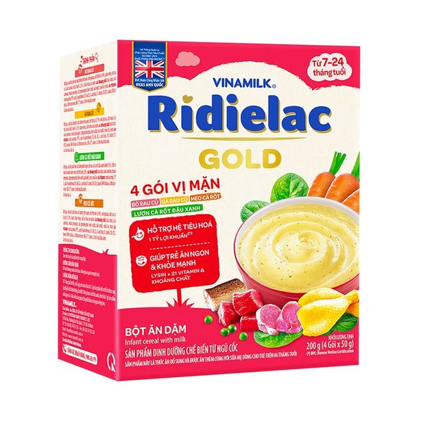  Bột Ăn Dặm RiDielac Gold 4 Vị Mặn - Hộp Giấy 200g 