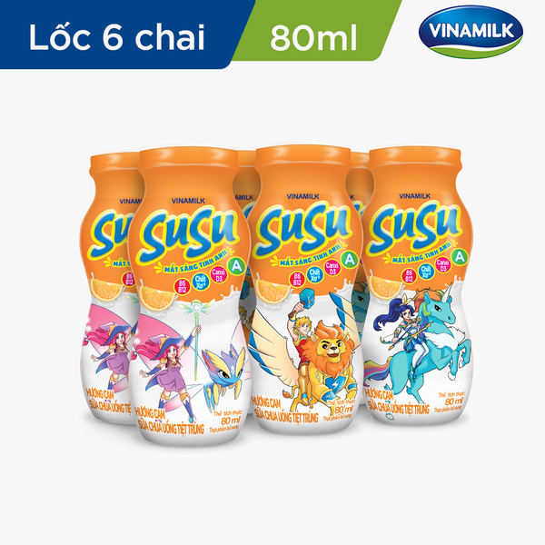  Lốc 6 Chai Sữa Chua Uống Vinamilk Susu Cam 80ml 