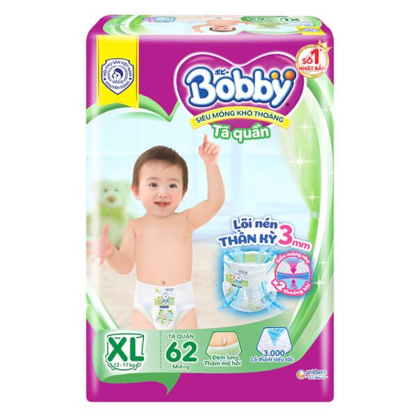 Bỉm tã quần Bobby size XL62 miếng 