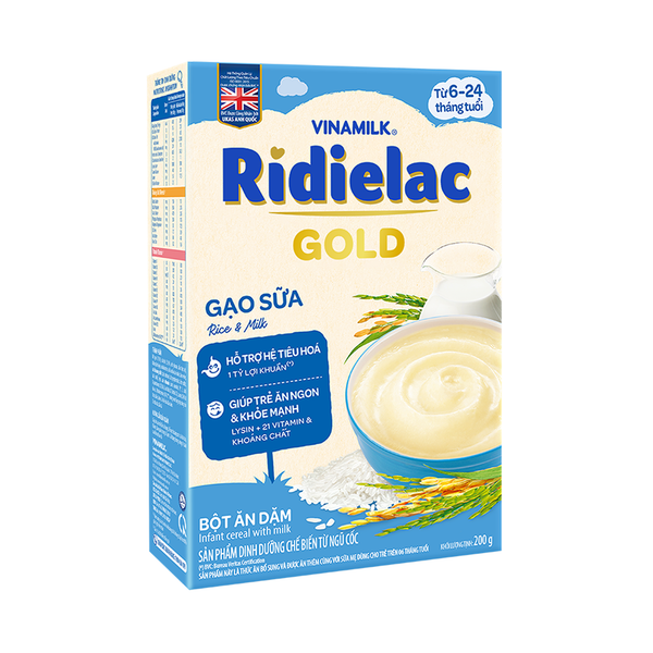  Bột Ăn Dặm RiDielac Gold Gạo Sữa - Hộp Giấy 200g 