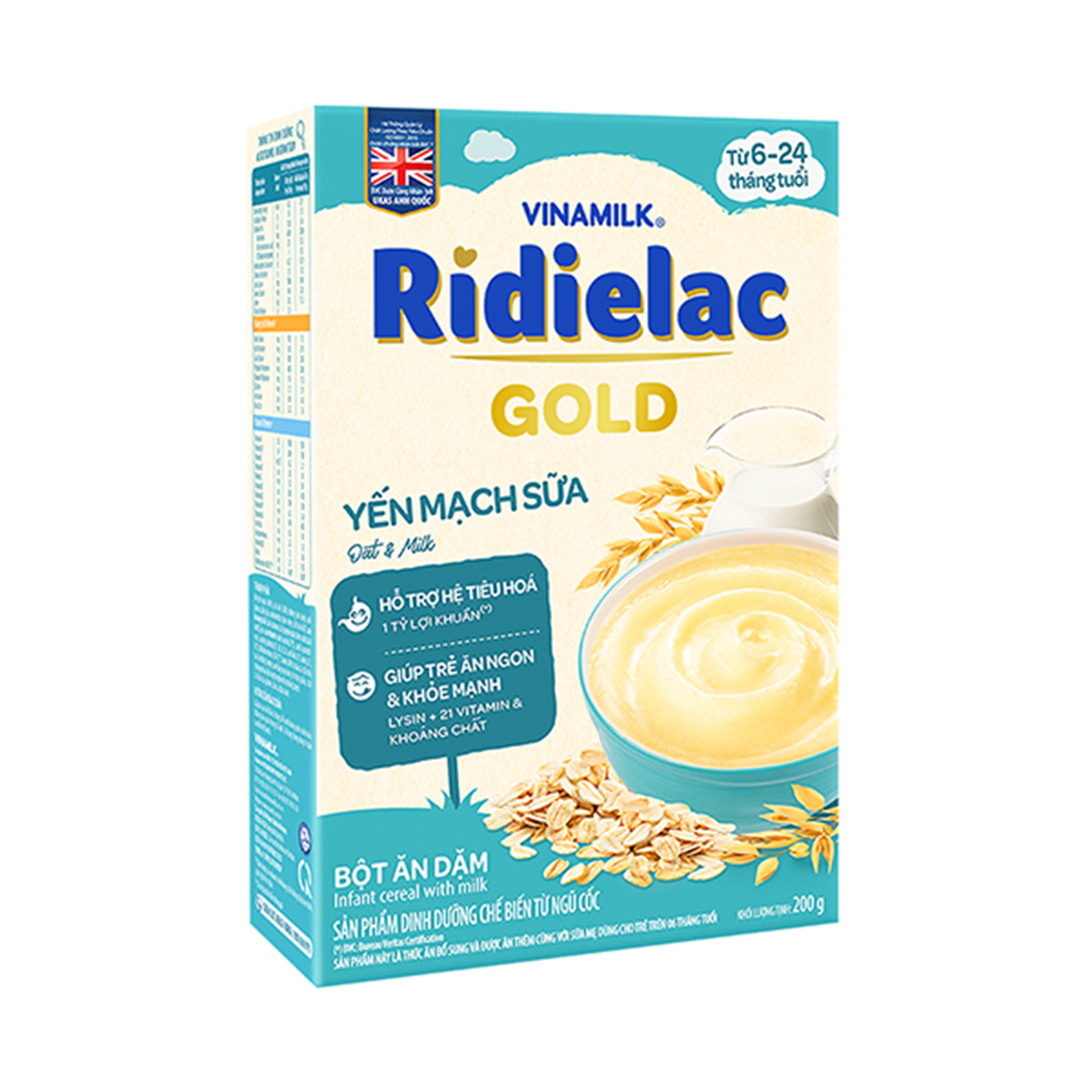  Bột Ăn Dặm RiDielac Gold Yến Mạch Sữa - Hộp Giấy 200g 