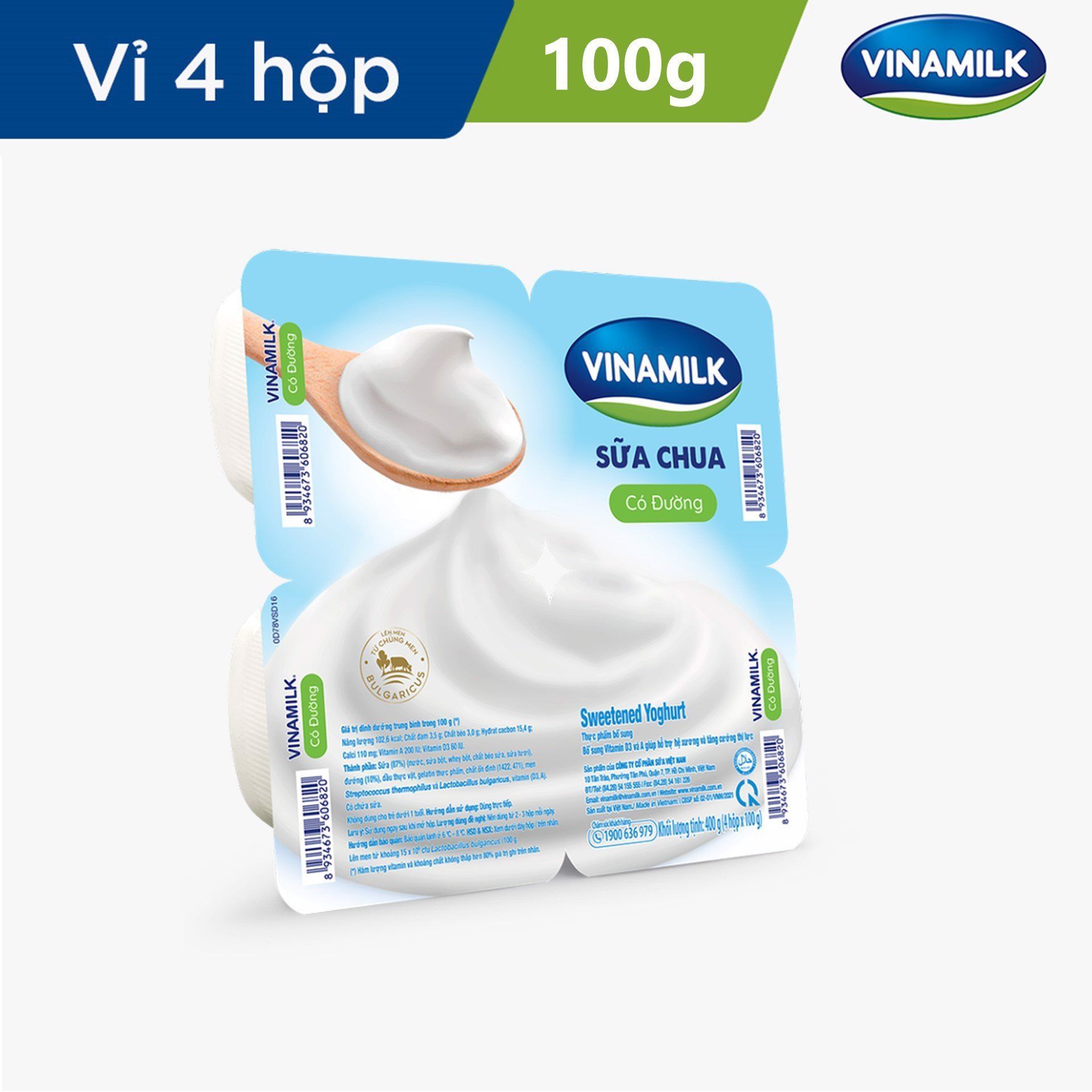  Lốc Sữa Chua Ăn Vinamilk Có Đường 100g 