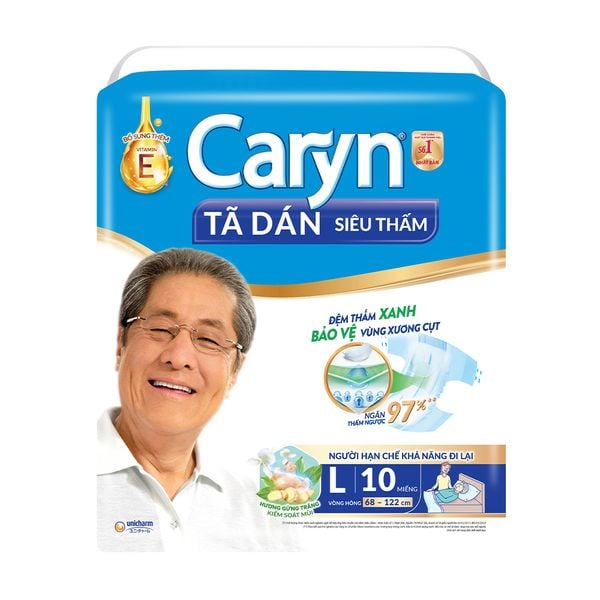  Tã Dán Giấy Caryn Siêu Thấm Size L 10 Miếng 