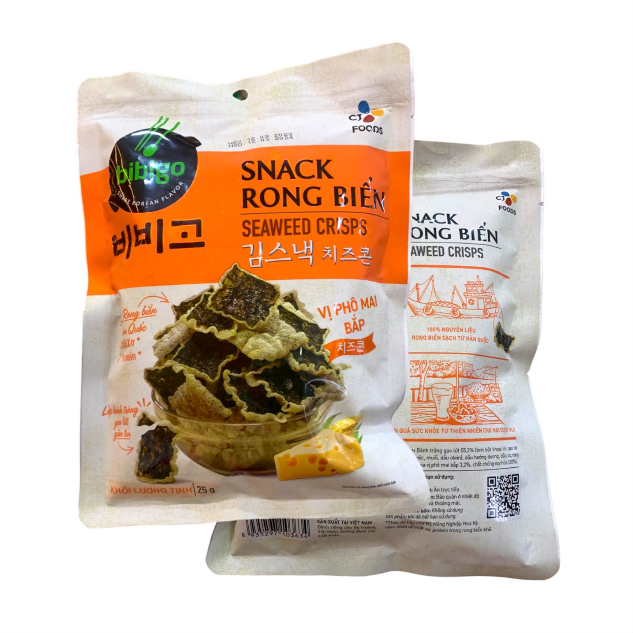  Snack rong biển vị phô mai Bibigo 25g 