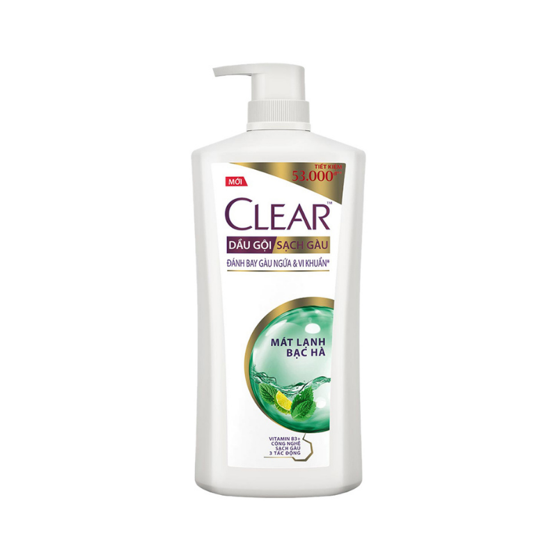  Dầu Gội Clear Bạc Hà 630g Mát Lạnh Sạch Gàu 