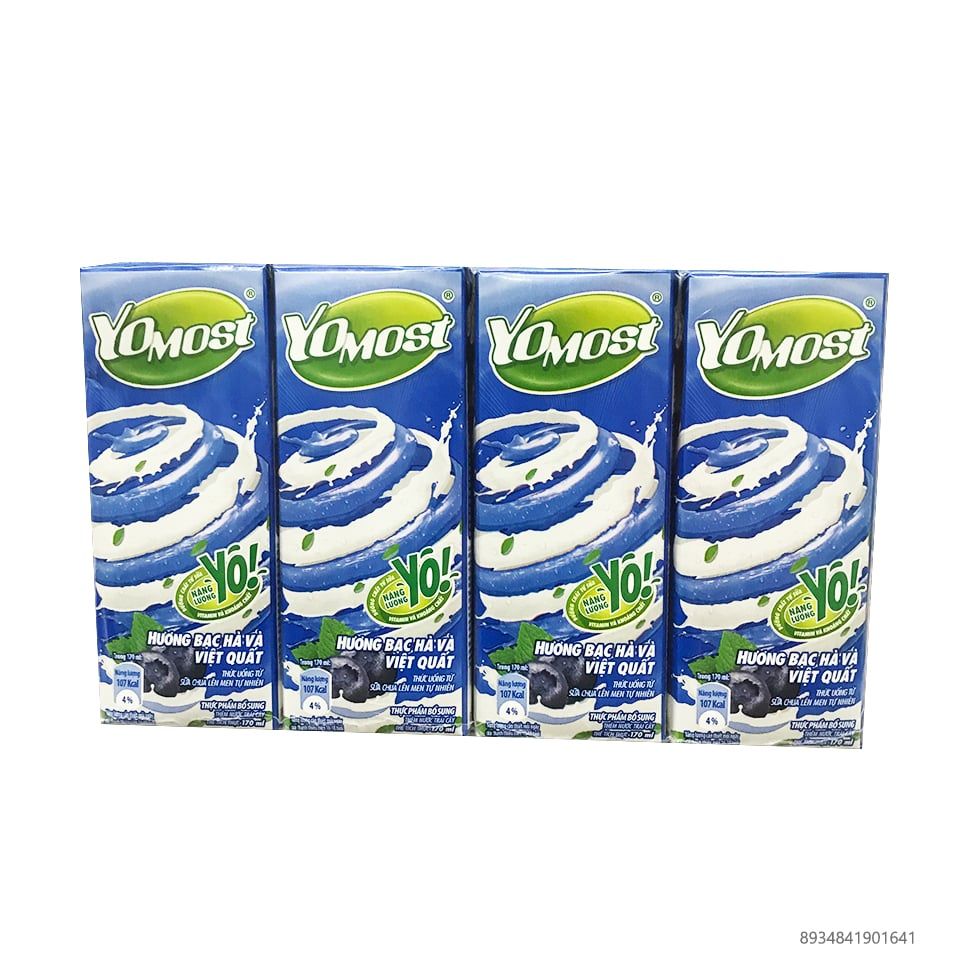  Lốc Sữa Chua Uống Yomost Việt Quất Bạc Hà 170ml 