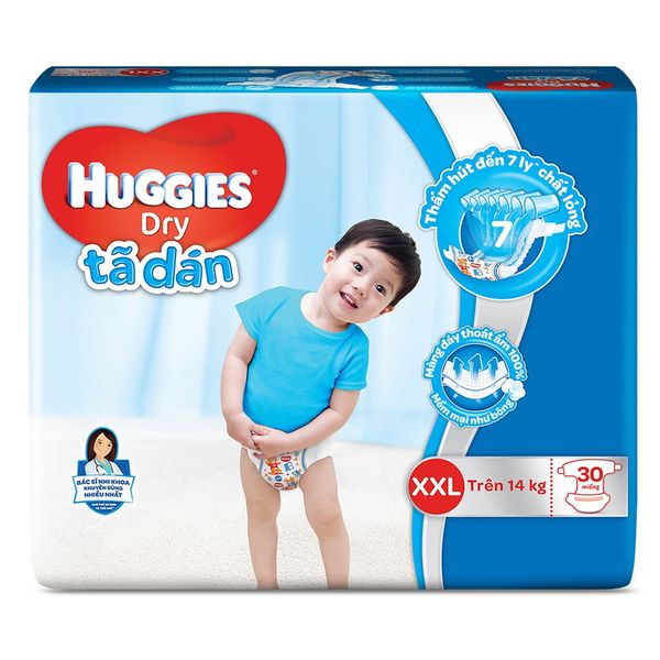  Bỉm Tã Dán Huggies Dry Size XXL 30 Miếng 