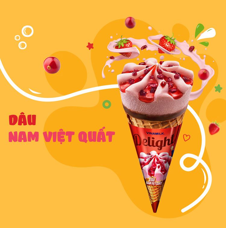  Kem Ốc Quế Delight Dâu Nam Việt Quất 110ml 