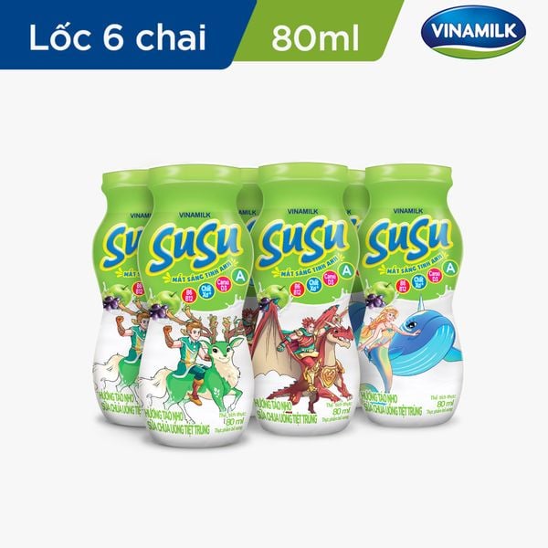  Lốc 6 Chai Sữa Chua Uống Vinamilk Susu Táo Nho 80ml 