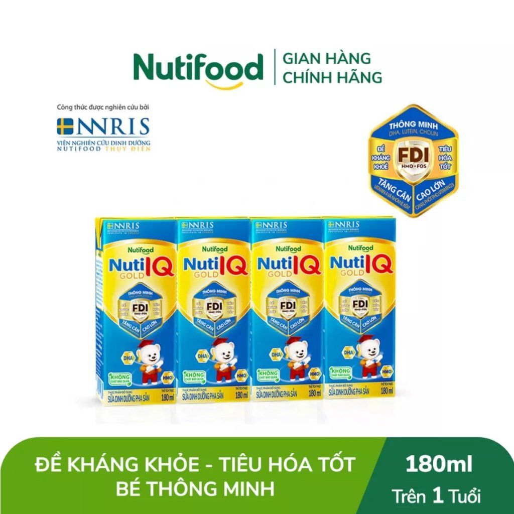  Lốc Sữa Pha Sẵn Nuti IQ Gold 180ml 