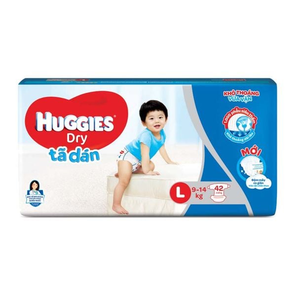  Bỉm Tã Dán Huggies Dry Size L 40 Miếng 