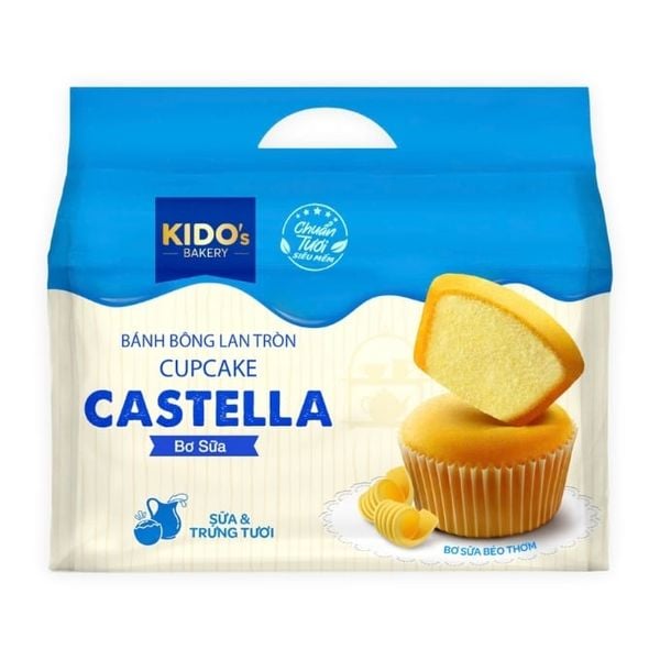  Bánh bông lan tròn Cupcake Castella Bơ Sữa Kido 120g 