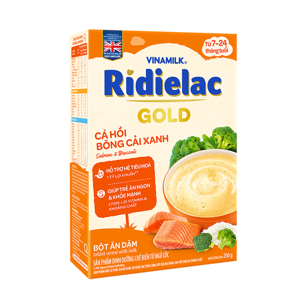  Bột Ăn Dặm RiDielac Gold Cá Hồi Bông Cải  - Hộp Giấy 200g 