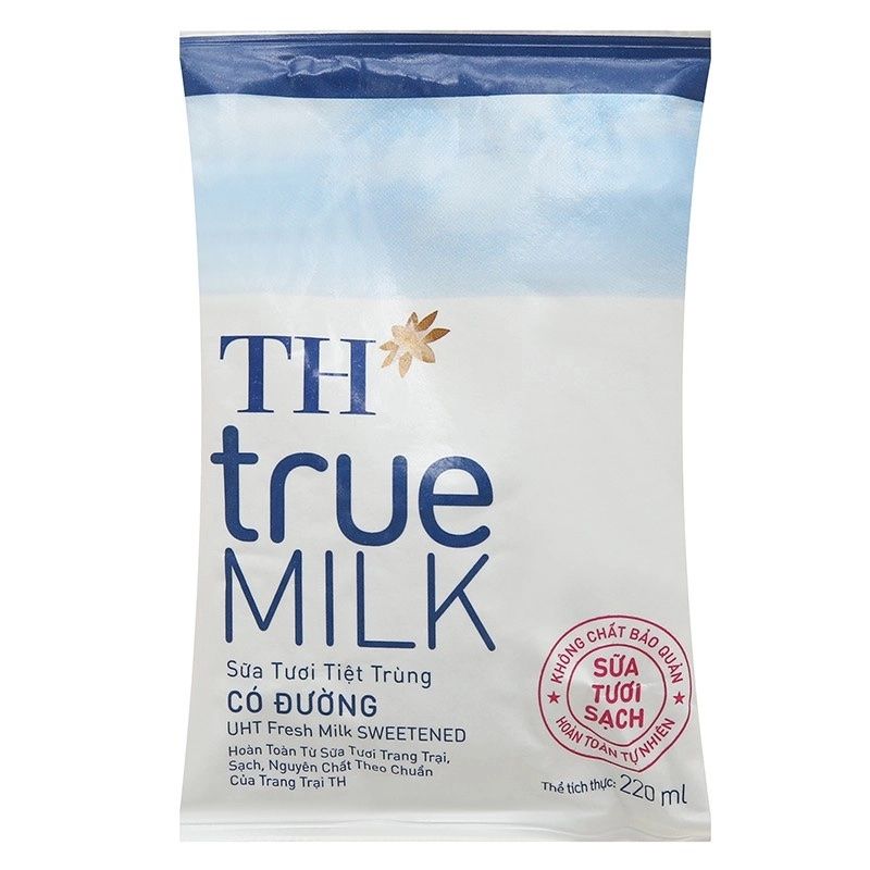  Bịch Sữa TH True Milk Có Đường 220ml 