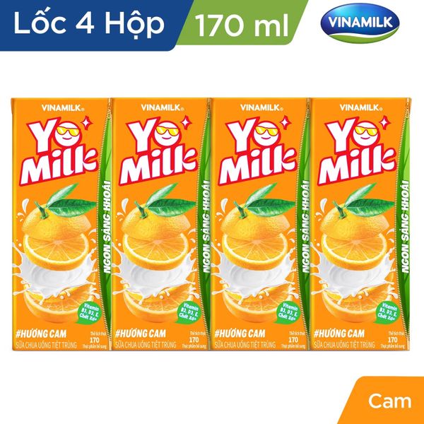  Lốc Sữa chua uống Yomilk hương Cam 170ml 