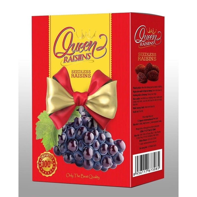  Nho Khô Đen Hộp Queen Raisins 100g 