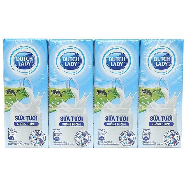  Lốc Sữa Tươi Tiệt Trùng Cô Gái Hà Lan Không Đường 180ml 