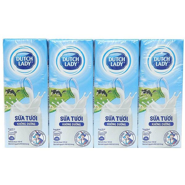  Lốc Sữa Tươi Tiệt Trùng Cô Gái Hà Lan Không Đường 180ml 