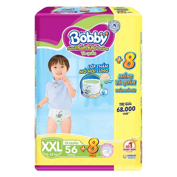  Bỉm tã quần Bobby size XXL 56 miếng 