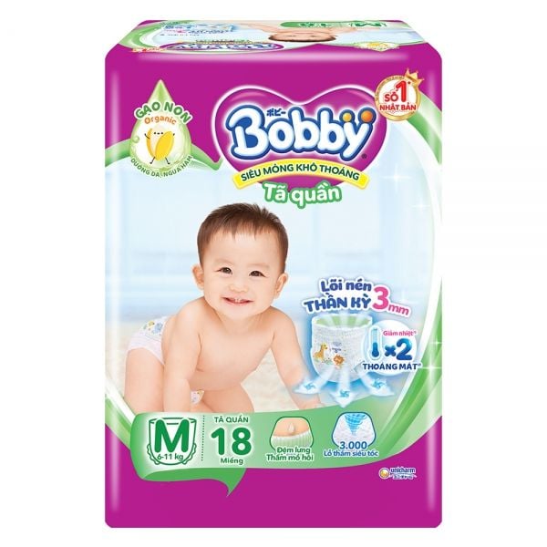  Bỉm tã quần Bobby size M18 miếng 