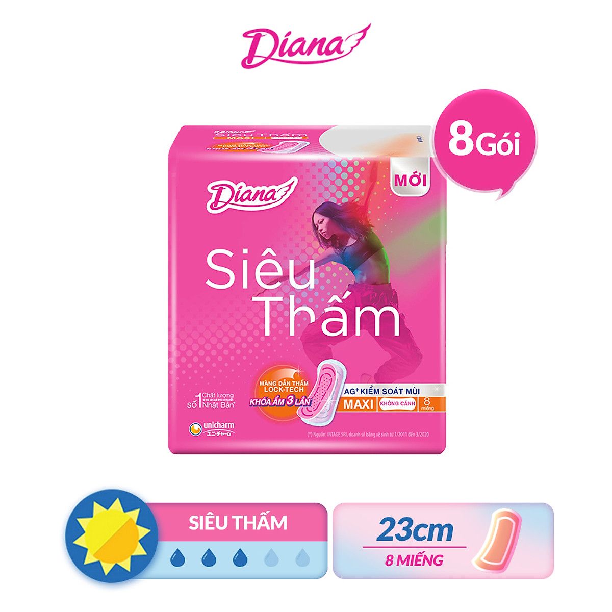  Diana Siêu Thấm Maxi 8 Miếng Không Cánh 