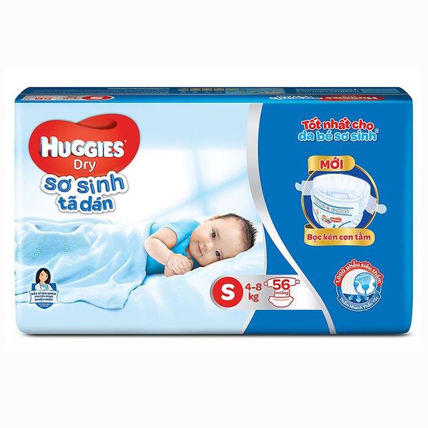  Bỉm Tã Dán Sơ Sinh Huggies Dry Size S 56 Miếng 