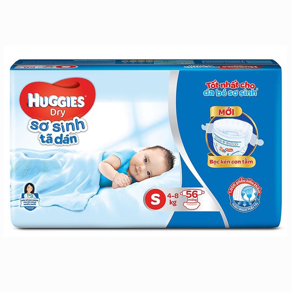  Bỉm Tã Dán Sơ Sinh Huggies Dry Size S 56 Miếng 