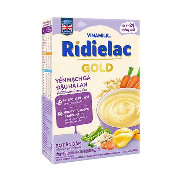  Bột Ăn Dặm RiDielac Gold Yến Mạch Gà - Hộp Giấy 200g 