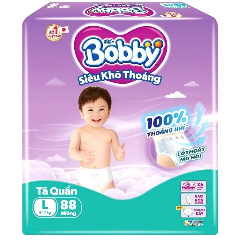  Bỉm tã quần Bobby size L 88 miếng 