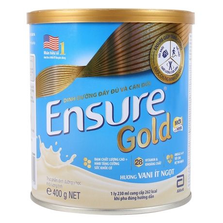  Sữa Bột Ensure Gold HMB Hương Vani Ít Ngọt 400g 
