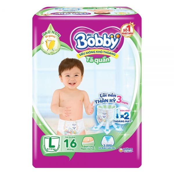  Bỉm tã quần Bobby size L16 miếng 