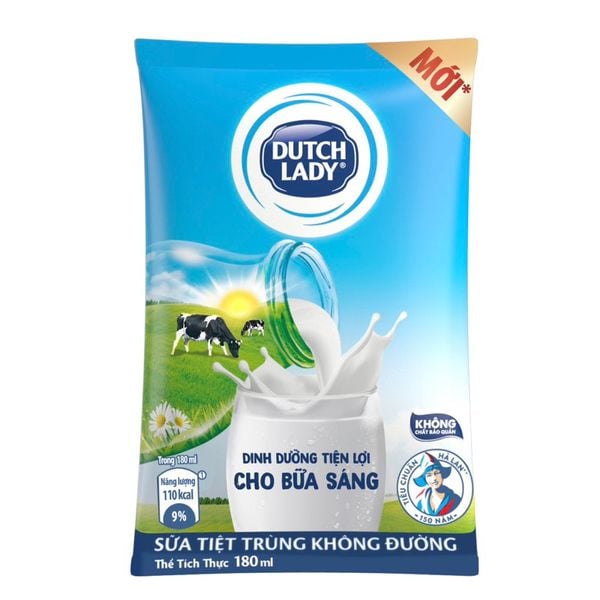  Bịch Sữa Tươi Tiệt Trùng Hà Lan Không Đường 180ml 