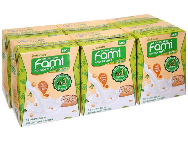  Lốc Sữa Đậu Nành Fami Nguyên Chất Ít Đường 200ml 