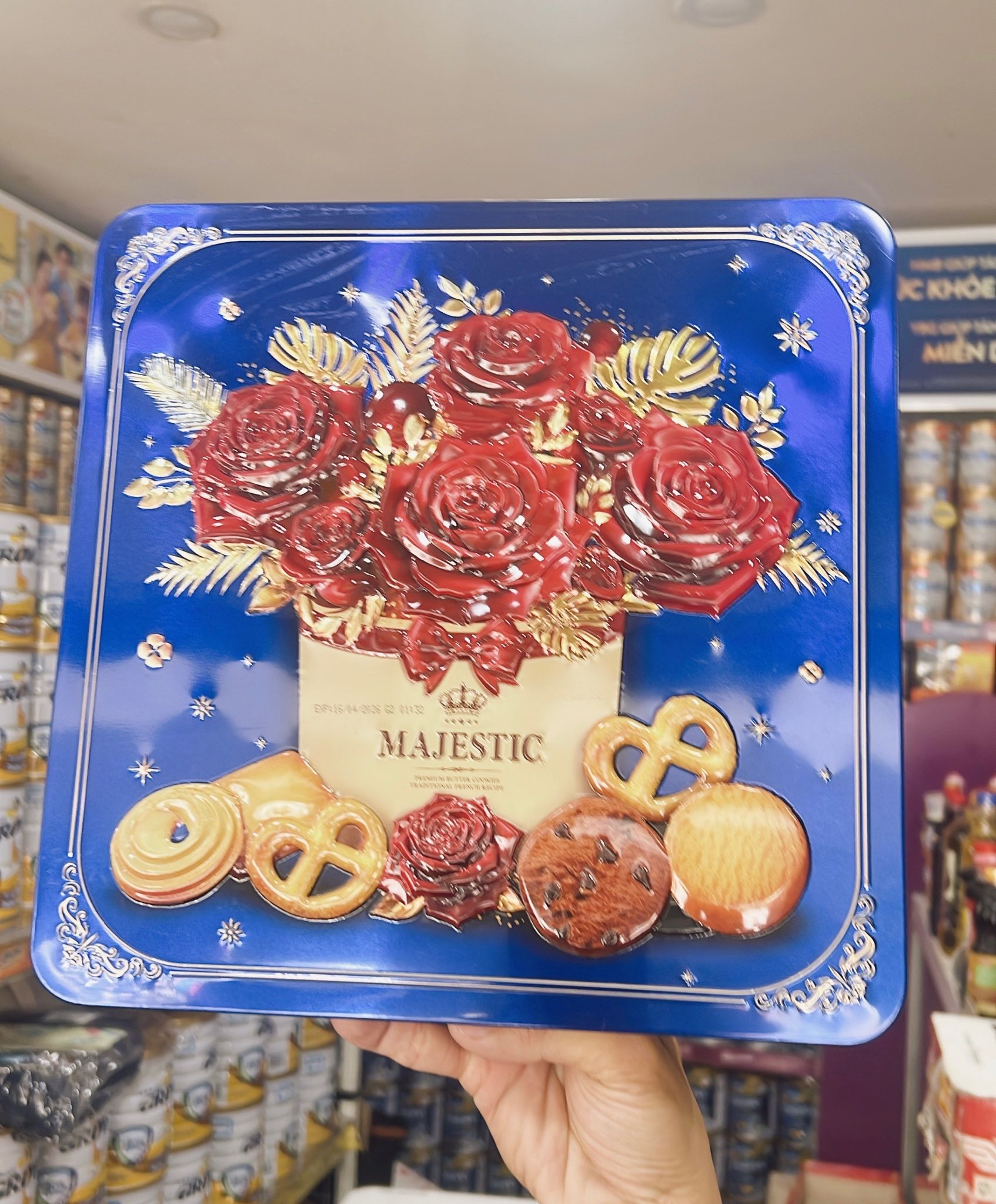  Bánh Hộp Vuông Majestic Xanh 546g 