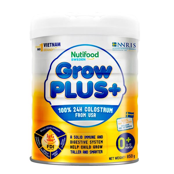  Sữa Bột Nutifood Grow Plus Vàng Sữa Non 0+ 850g 