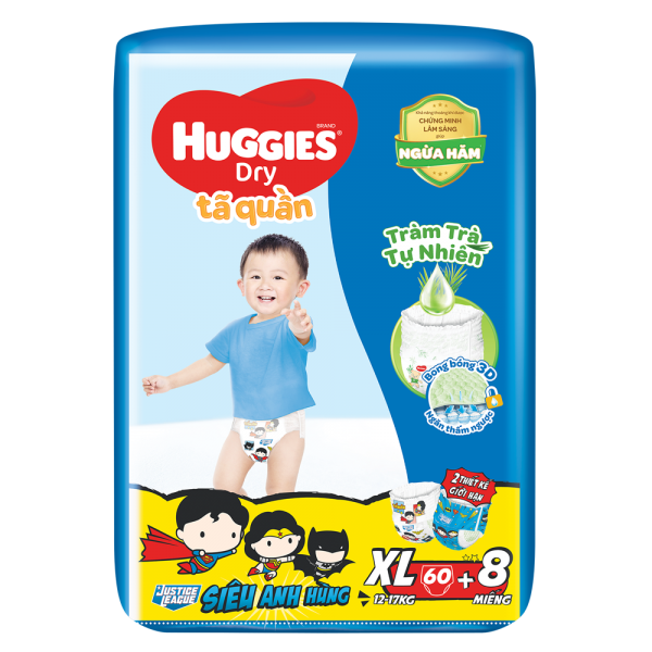  Bỉm Tã Quần Huggies Dry Size XL 60 Miếng 